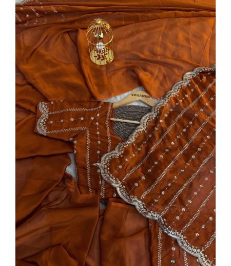 DB205 Beautiful Soft Rangoli Silk Sequence Emboridary Work Celebrity Inspired Sarees.(Blouse Unstitched)