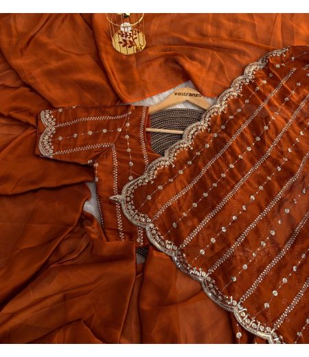 DB205 Beautiful Soft Rangoli Silk Sequence Emboridary Work Celebrity Inspired Sarees.(Blouse Unstitched)