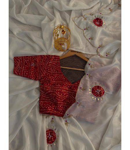 DB206 Beautiful Soft Silk Hand Pearl Work Celebrity Inspired Saree.(Blouse Unstitched)