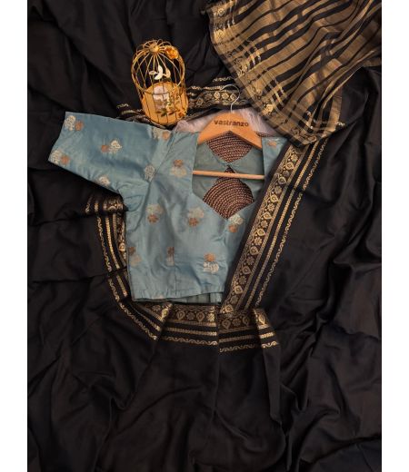 DB111 Beautiful Soft Georgette Jacquard Weaving Sarees With Contrast Blouse.(Blouse Unstitched)