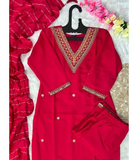 DB118 Roman Silk with Beautiful Embroidery With Sequence Work.