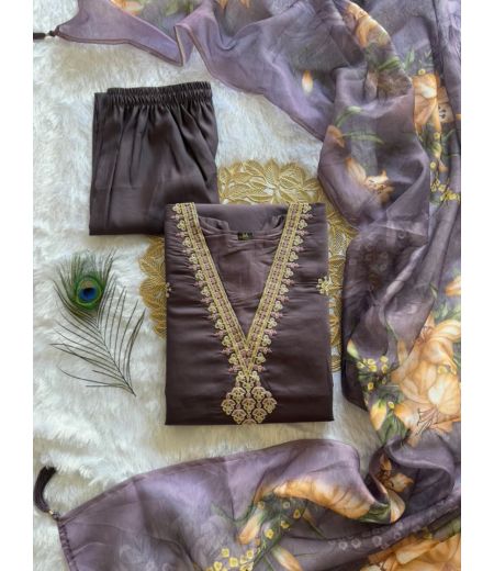 DB120 Roman Silk with Beautiful Embroidery With Sequence Work.