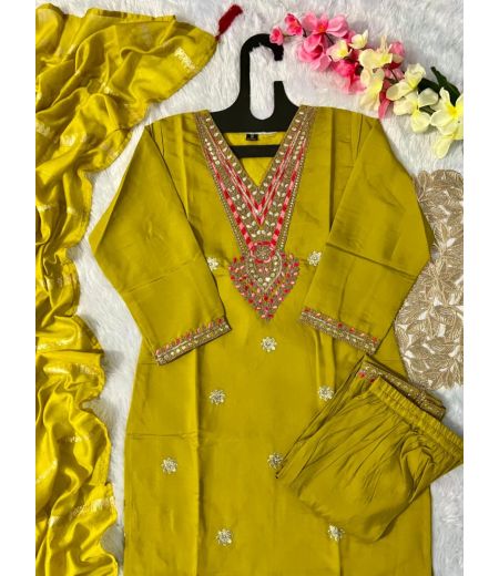 DB122 Roman Silk with Beautiful Embroidery With Sequence WorK.