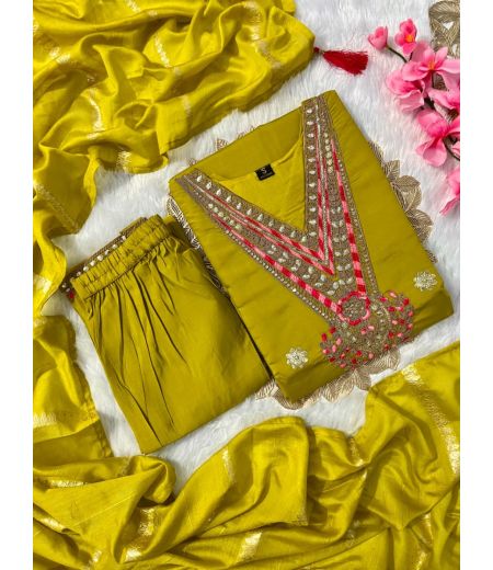 DB122 Roman Silk with Beautiful Embroidery With Sequence WorK.