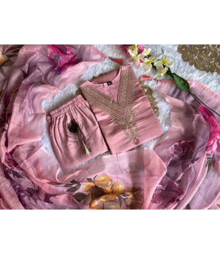 DB126 Roman Silk with Beautiful Embroidery With Sequence Work.