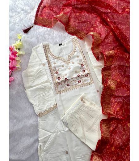 DB133 Roman Silk with Beautiful Embroidery With Sequence Work.