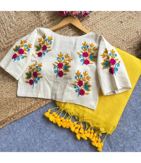 DB143 Khadi cotton saree And Beautiful Havy Khadi Cotton Blouse.-.