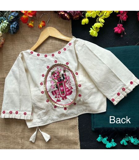 DB145 Cotton saree And Beautiful Heavy Cotton Apllic Blouse.