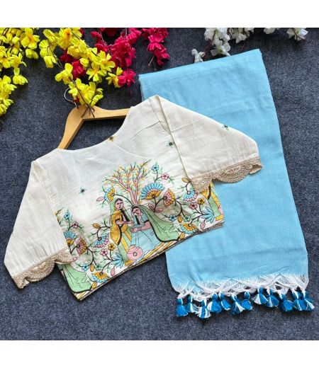 DB150 Cotton saree And Beautiful Heavy Cotton Blouse.