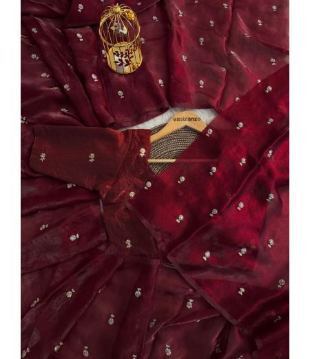 DB102 Beautiful Soft Imported Sattin Dual Shaded Sequence Zari Butti Work Celebrity Inspired Sarees. (Blouse Unstitched)