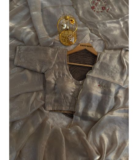 DB174 Beautiful Soft Satin Handwork Celebrity Inspired Saree.(Blouse Unstitched)