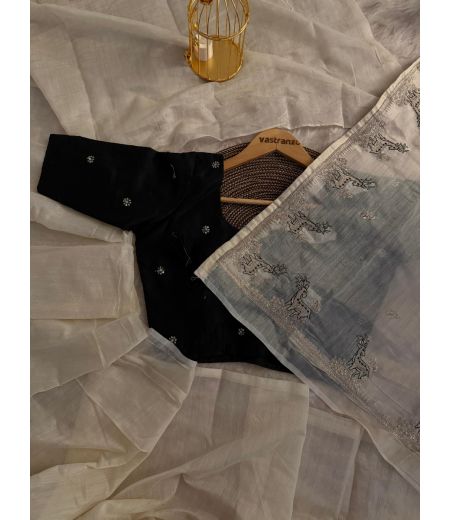 DB173 Beautiful Soft Chanderi Silk Embroidery Work Celebrity Inspired Sarees.(Blouse Unstitched)