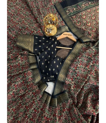 DB167 Beautiful Soft Dola Silk Kashmiri Printed Sarees.(Blouse Unstitched)