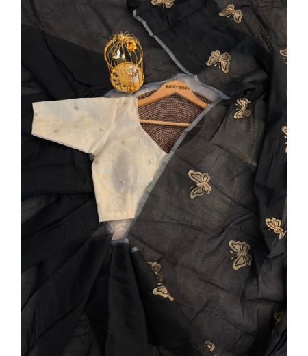 DB165 Beautiful Soft Chanderi Silk Embroidery Work Celebrity Inspired Sarees.