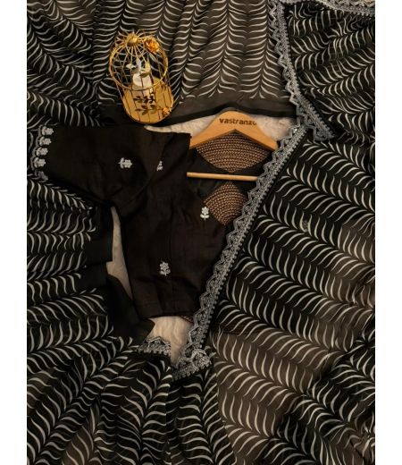 DB166 Beautiful Soft Georgette Lehariya Printed Sarees with Designer Lace Border.(Blouse Unstitched)