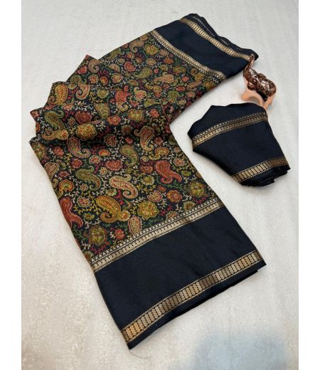 DB10 Soft Tussar Kashmiri Printed Celebrity Inspired Sarees.
