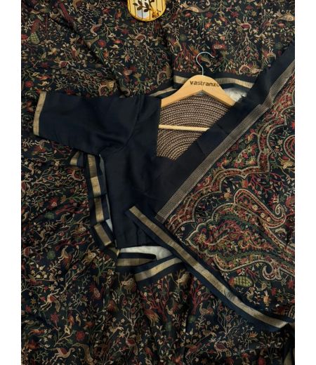 DB178 Beautiful Soft Tussar Kashmiri Printed Celebrity Inspired Sarees.(BLOUSE UNSTITCHED)