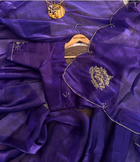 DB182 Beautiful Soft Imported Satin Silk Designer Handwork Celebrity Inspired Saree.