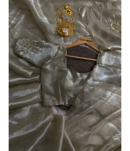 DB185 Beautiful Soft Satin Imported Silk Sequence Handwork Designer Sarees.