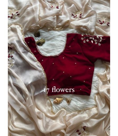 DB198 Beautiful Soft Two Tone Rangoli Silk Hand Floral Cutdana Work Celebrity Inspired Saree.(Blouse Unstitched)