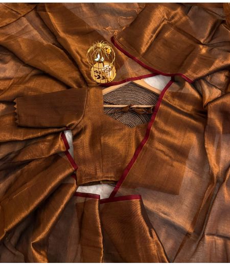 DB261 Beautiful Soft Raga Tissue Cotton Zari Work Summer Sarees.