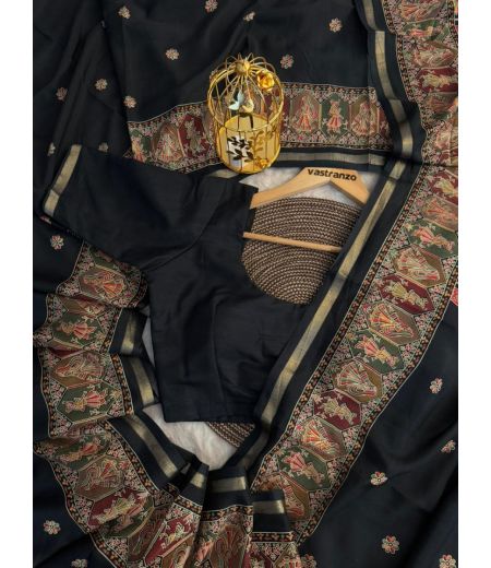 DB264 Beautiful Soft Tussar Kashmiri Printed Celebrity Inspired Sarees.(BLOUSE UNSTITCHED)