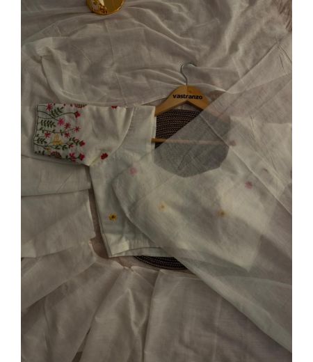 DB267 Beautiful Soft Cotton Embroidery Work Celebrity Inspired Saree.