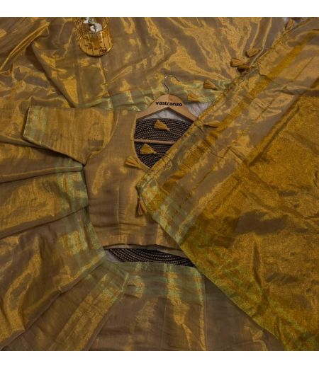 DB271 Beautiful Soft Golden Mulmul Cotton Celebrity Inspired Saree.