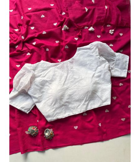 DB375 Beautiful Soft Cotton Celebrity Inspired Sarees with Designer Stitched Blouse.