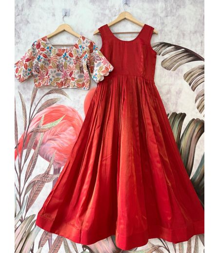 DB398 Beautiful Soft Viscose Tissue Silk Designer Gown Sets.