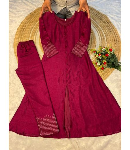 DB399 Beautiful Soft Blooming Vichitra Silk Handwork Designer Dresses Sets.