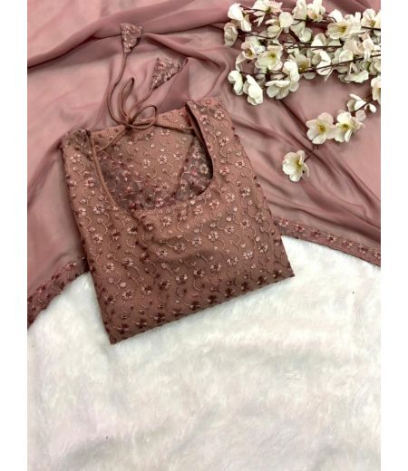 DB404 Beautiful Soft Net Chikankari Work Designer Kurti Duppta Sets.