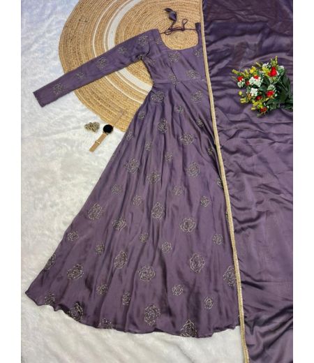 DB410 Beautiful Soft Rangoli Silk Handwork Designer Top Duppta Sets.