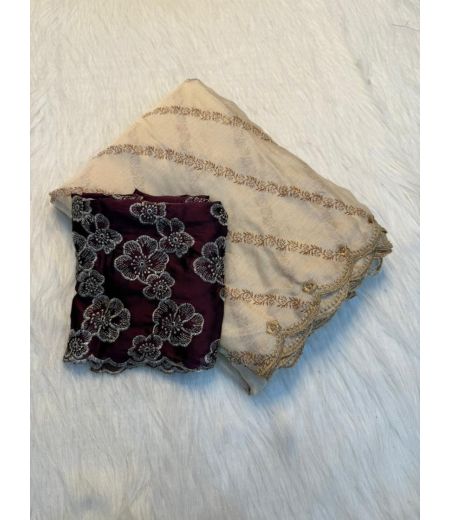 DB434  ❤️Beautiful Soft Chiffon Embroidery Work Celebrity Inspired Saree.