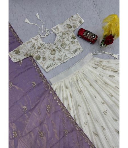 DB461 Beautiful Soft Chinon Sequence Emorodairy Work Designer Lehenga Sets.