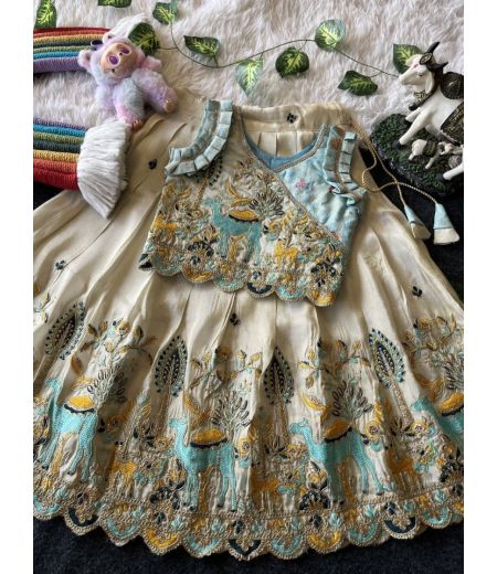 DB476 Soft Viscose Tissue Silk Embroidery Work Designer Lehenga Sets.