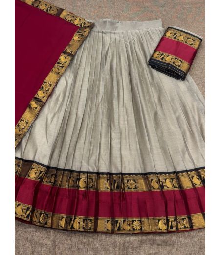 DB484  Beautiful Soft Kanchi Cotton Zari Weaving Designer Half Sarees~Lehenga Sets.