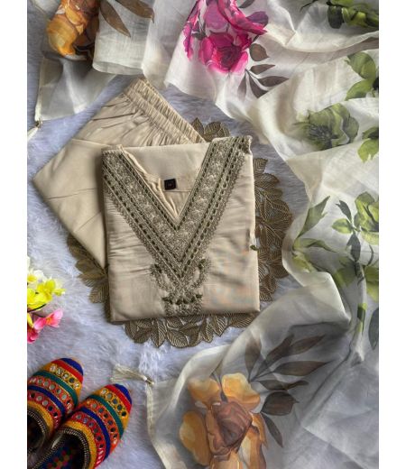 DB503 Roman Silk with Beautiful Embroidery With Sequence Work