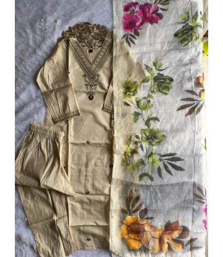 DB503 Roman Silk with Beautiful Embroidery With Sequence Work