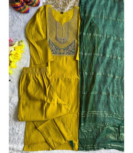 DB505 Roman Silk with Beautiful Embroidery With Sequence Work