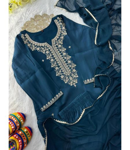 DB506 Roman Silk with Beautiful Embroidery With Sequence Work