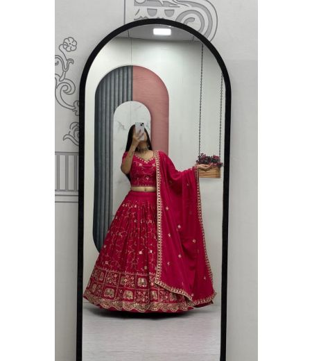 DB536  Beautiful Soft Crape Silk Sequence Emboridary Thread Work Designer Lehenga Sets.