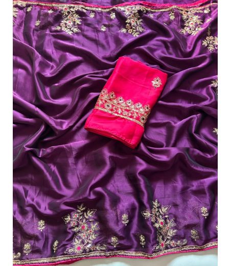 DB538  Beautiful Soft Rangoli Silk Sequence Emboridary Work Celebrity Inspired Saree.