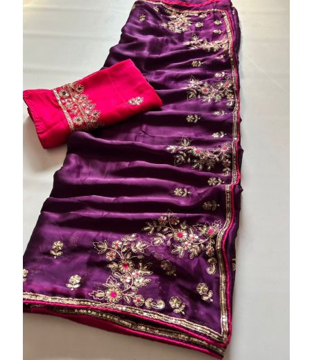 DB538  Beautiful Soft Rangoli Silk Sequence Emboridary Work Celebrity Inspired Saree.