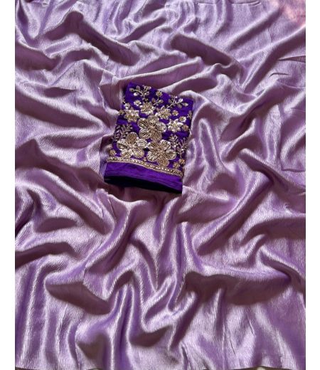 DB539 Beautiful Soft Crape Crush Silk Celebrity Inspired Saree with Handwork Blouse.