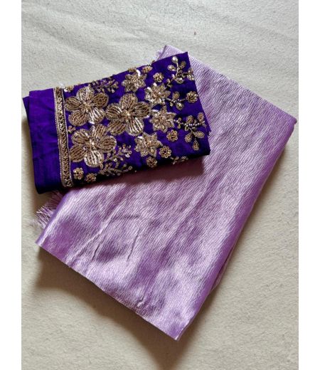 DB539 Beautiful Soft Crape Crush Silk Celebrity Inspired Saree with Handwork Blouse.