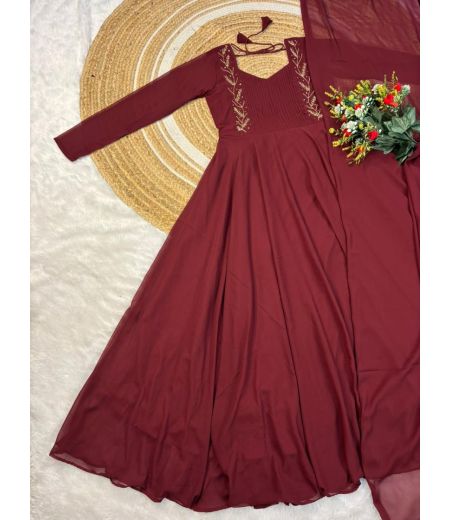 DB540 Beautiful Soft Blooming Faux Georgette Handwork Designer Gowns.