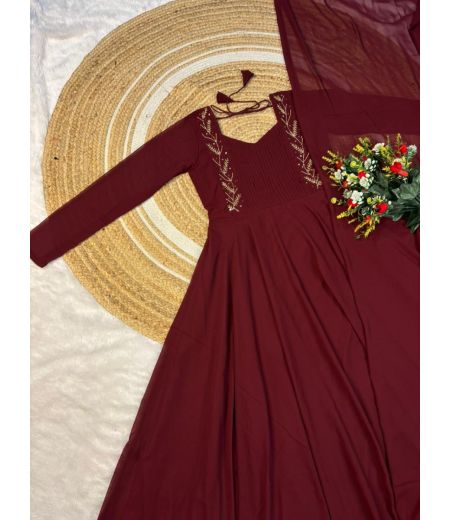 DB540 Beautiful Soft Blooming Faux Georgette Handwork Designer Gowns.