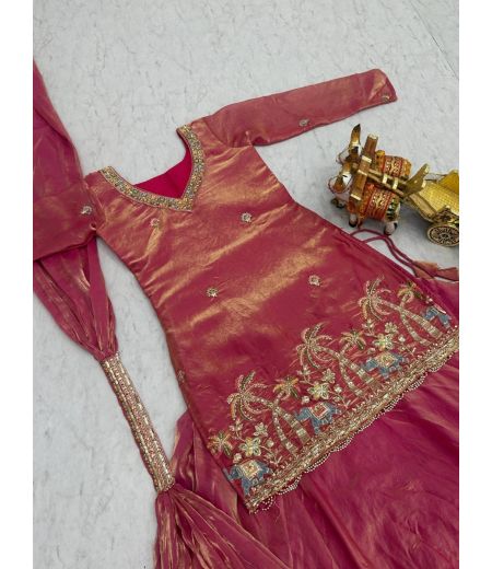 DB554 Beautiful Soft Sattin Silk Sequence Emboridary Thread Work Designer Lehenga Sets.