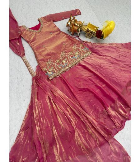 DB554 Beautiful Soft Sattin Silk Sequence Emboridary Thread Work Designer Lehenga Sets.